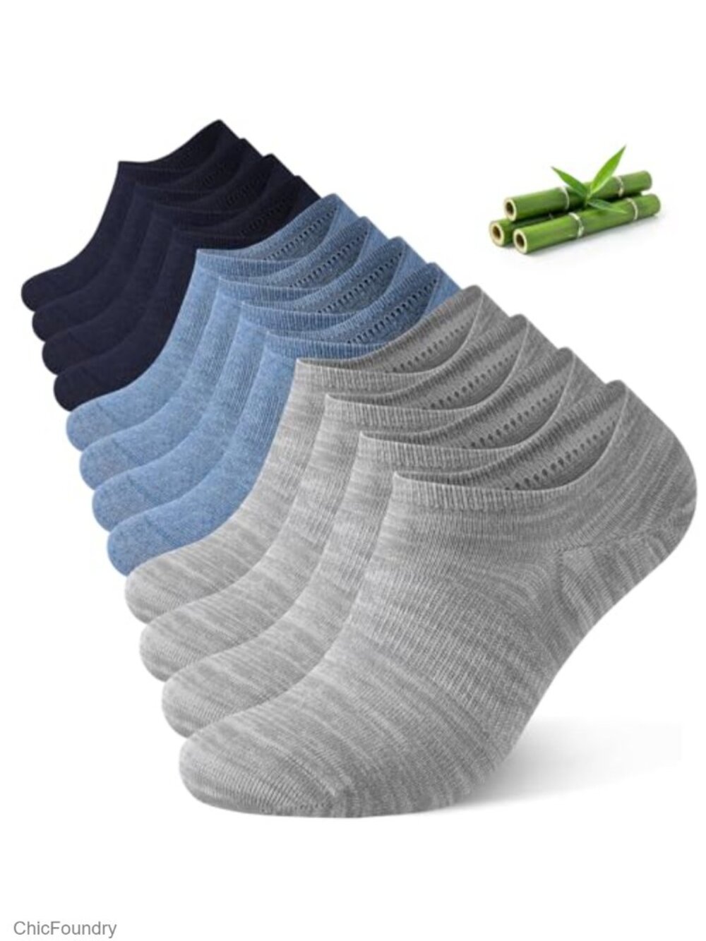 No Show Socks for Men Bamboo Rayon Ankle Low Cut Invisible Thin Socks Non Slip